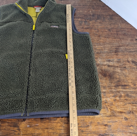 L.L. Bean Mountain Pile Sherpa Fleece Vest Men's XL-Regular Olive Green Adult - Picture 3 of 9